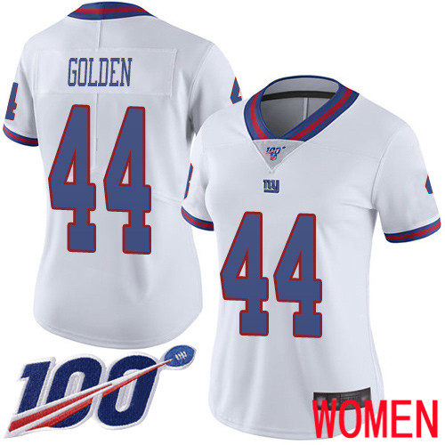 Women New York Giants 44 Markus Golden Limited White Rush Vapor Untouchable 100th Season Football NFL Jersey